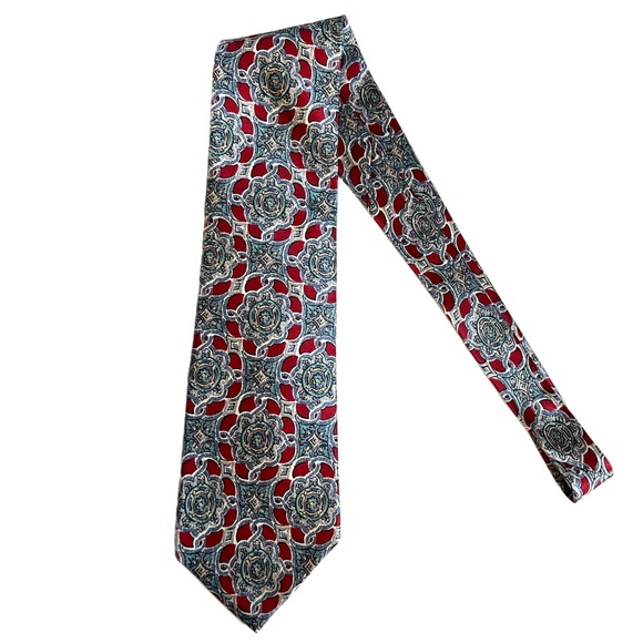 Vintage Christian Dior Monsieur Red Blue Gray
Abstract Pattern Silk Neck Tie - Picture 6 of 8